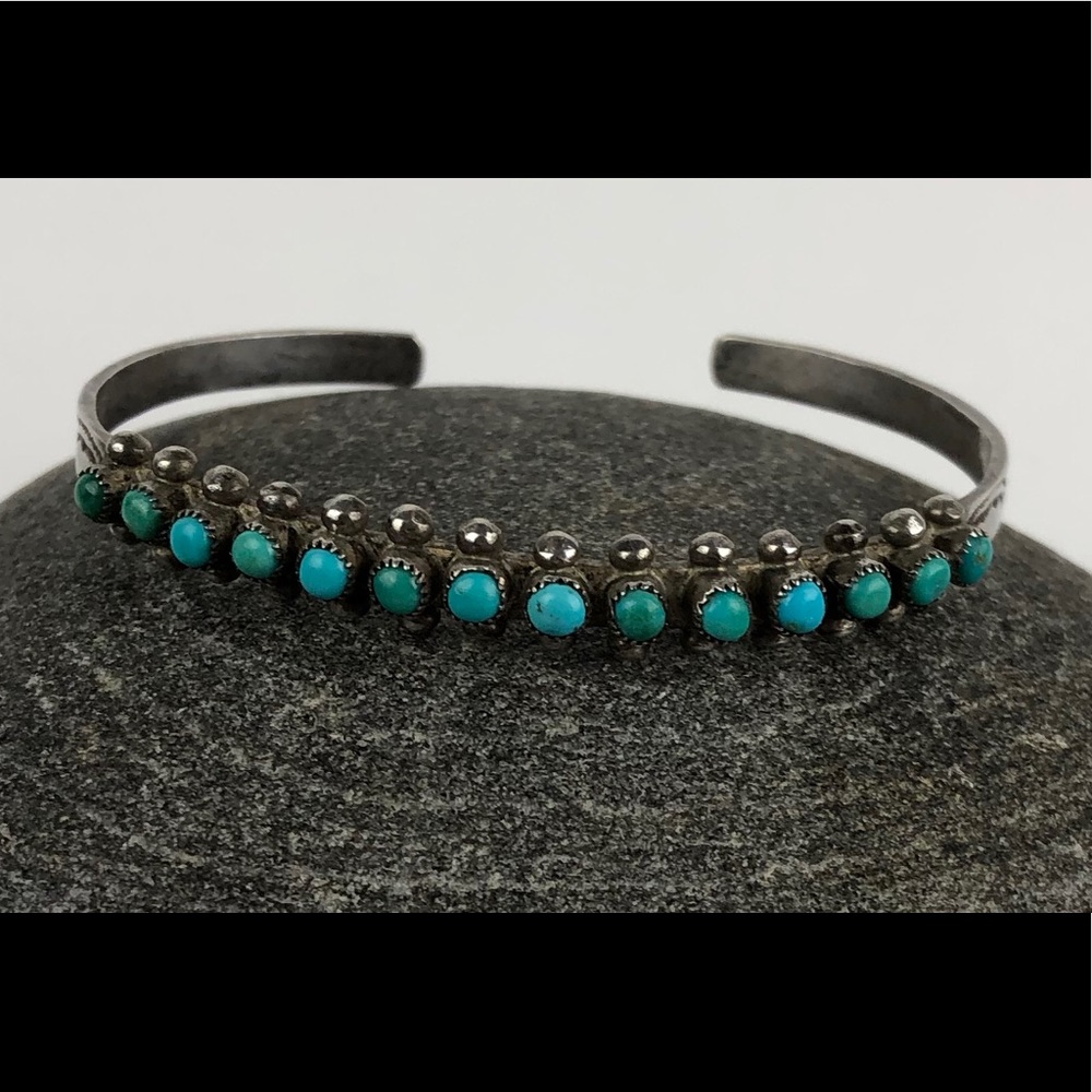 SOLD - Vintage Zuni Snake Eye Turquoise Bracelet